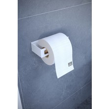 Beyaz Metal Yapışkanlı Modern Tuvalet Kağıtlık, Wc Kağıtlık, Tuvalet Kağıdı Askısı