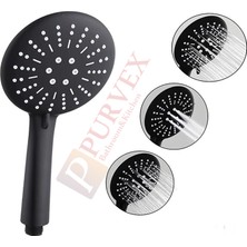 Purvex Home Black Sun Siyah Sürgülü Duş Seti 3 Fonksiyonlu Duş Başlığı  1.5m Lüx Duş Hortumu