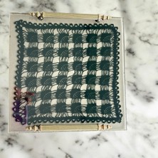Pelince Epoksi Reçine Dantelli Tepsi -  Kare Siyah Dantel - En Boy 25 cm