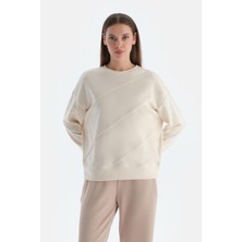 Dagi Ekru Kadın Modal Biye Detaylı Sweatshırt