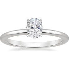 HAKAN GÜLER KUYUMCULUK Beyaz Altın Oval Tek Taş Yüzük