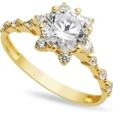 HAKAN GÜLER KUYUMCULUK Altın Lotus Çiçeği Tek Taş Yüzük