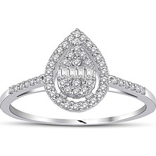 HAKAN GÜLER KUYUMCULUK Beyaz Altın Baget Taş Yüzük 34289