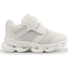 Cool Caty Beyaz & Pudra Işıklı Cırtlı Ortopedik Kız Çocuk Spor Ayakkabı