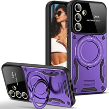 Samsung Galaxy A25 Için Kılıf Kamera Lens Koruyuculu Magsafe Destekli 360 Dönen Halka Standlı Kapak