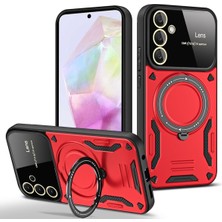 Samsung Galaxy A15 Için Kılıf Kamera Lens Koruyuculu Magsafe Destekli 360 Dönen Halka Standlı Kapak