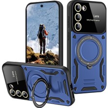 Samsung Galaxy A55 Için Kılıf Kamera Lens Koruyuculu Magsafe Destekli 360 Dönen Halka Standlı Kapak