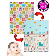 Circle Toys Animals + Taşıtlar , Katlanabilir Çocuk Oyun Halısı – Ekstra Large - 180X200X1 cm - Taşıma Çantası Yanında