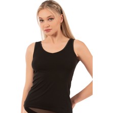 Özkan Underwear Özkan 25487 Kadın Pamuklu Modal Esnek Yumuşak Saten Biyeli Kalın Askılı Örme Atlet