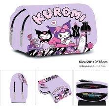 Xiaotudou "mınıso Kuromi Okul Çantası Öğrenciler Kawaii Çift Katmanlı Kalem Çantası Büyük Kapasiteli Günlük Sırt Çantası Karikatür Baskılı Kalem Çantası " (Yurt Dışından)