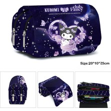 Xiaotudou "mınıso Kuromi Okul Çantası Öğrenciler Kawaii Çift Katmanlı Kalem Çantası Büyük Kapasiteli Günlük Sırt Çantası Karikatür Baskılı Kalem Çantası " (Yurt Dışından)
