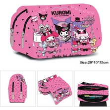 Xiaotudou "mınıso Kuromi Okul Çantası Öğrenciler Kawaii Çift Katmanlı Kalem Çantası Büyük Kapasiteli Günlük Sırt Çantası Karikatür Baskılı Kalem Çantası " (Yurt Dışından)