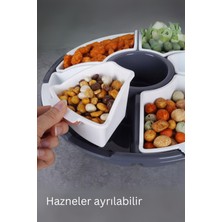 7 Bölmeli Çok Amaçlı Plastik Kahvaltılık Ve Çerezlik Seti Gri Renk-piknik Seti