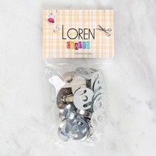 Güllü E Store Loren Manyetik Mat Gümüş Metal 5 Li Çıt Çıt Set