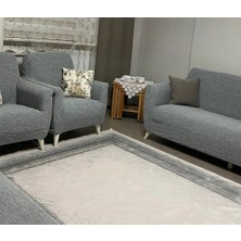 Baqdo Jakarlı Çubuk, Düz Desen 3+2+1+1 Lastikli Koltuk ,kanepe ,çekyat Örtüsü ,kılıfı Esnekli 3211 Gri