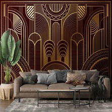 Kahverengi Altın Motifli Duvar Kağıdı