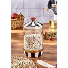 Paçi Porselen Cam Siyah Beyaz Battal Boy Kavanoz 2000 ml