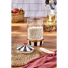 Paçi Porselen Cam Siyah Beyaz Battal Boy Kavanoz 2000 ml