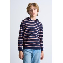 Alexander Gardi Alexandergardı Kanguru Cepli Kapüşonlu Çizgili Çocuk Sweatshirt