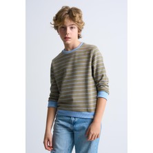 Alexandergardı Çizgili Bisiklet Yaka Çocuk Sweatshirt