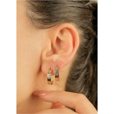 3 gr (Gram) Çivi Desenli Küpe Gizli Anahtarlı  20 mm 14 Ayar Altın