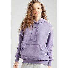 Nike Sportswear Phoenix Fleece Oversize Pullover Hoodie Kadın Kapüşonlu Bol Kesim Sweatshirt Mor