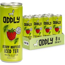 ODDLY Berry Matcha Soğuk Çay Kutu Çilek Matcha 250 ml x 8 Adet