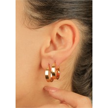 3,20 gr (Gram) Düz Desenli Küpe 20 mm  22 Ayar Altın