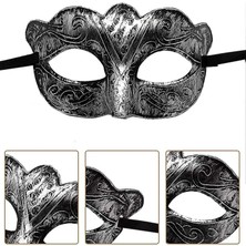 Güllü E Store Maskeli Balo Antik Gri Gümüş Eskitilmiş Maske Balo Venedik