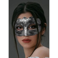 Güllü E Store Maskeli Balo Antik Gri Gümüş Eskitilmiş Maske Balo Venedik