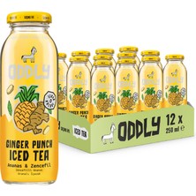 ODDLY Gınger Punch Soğuk Çay Cam Yeşilçay Ananas Zencefil 250 ml x 12 Adet