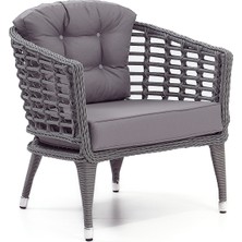 Divona Home Linda Rattan Bahçe Balkon Oturma Grubu (3 +1+1+Masa+2 Puf) Gri