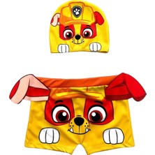 Erkek Çocuk Bel Ayarlı Karakter Desenli Kulak Detaylı Hipster Mayo Bone Takımı