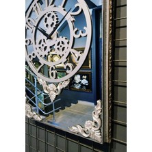 Bymelekoğlu Casablanca 3 Lü Gümüş Aynalı Çerçeveli Püsküllü Duvar Saati Takımı, Wall Clock Hediye Ms001 38smf