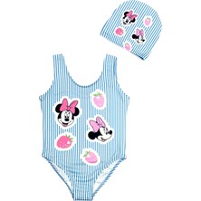 Yeni Sezon Karakter Desenli Kız Çocuk Mayosu Mavi Çizgili Mickey