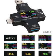 Powerex USB  Dijital Volt-Ampermetre Gerilim Akım Ölçer USB 3.0 Tip-C Voltmetre