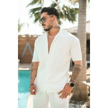 Oversize Premium Fitilli Kısa Kol Ottoman Gömlek