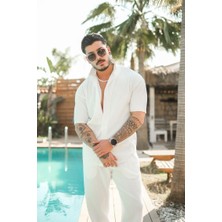 Oversize Premium Fitilli Kısa Kol Ottoman Gömlek