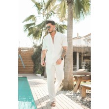 Oversize Premium Fitilli Kısa Kol Ottoman Gömlek