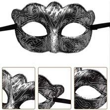 Maskeli Balo Antik Gri Gümüş Eskitilmiş Maske Balo Venedik
