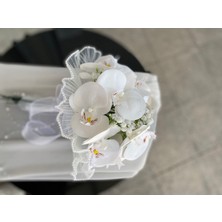 Orkideli Gelin Buketi Gelin Çiçeği Yapay Orkide Damat Yaka Çiçeği Nikah Çiçeği
