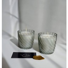 Aurelia Candle - Tekli Su Yeşili Spiral Desenli Cam Bardaklı Kokulu Mum