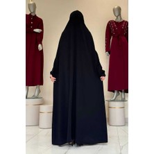 Kendinden Peçeli Sufleli Cilbab 6032 Siyah