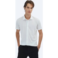 Beyaz Desenli Regular Fit Casual Gömlek