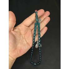 Anemore Collection Ateş Kehribar Tesbih Koyu Yeşil Renkli Kapsül Kesim 11MMX8MM T-615