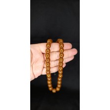 Anemore Collection Sevgiliye Özel Hediye Çubuk Kehribar Tesbih Fıçı Kesim Koyu Sarı H-1328.