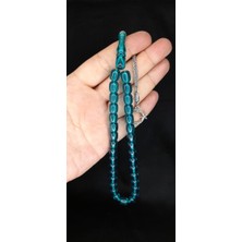 Anemore Collection Sevgiliye Özel Hediye Ateş Kehribar Tesbih Kapsül Kesim Mavi Renk H-1349.