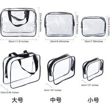 Oriental Premium Şeffaf Taşınabilir Kozmetik Çantası Üç Parçalı Set (Yurt Dışından)