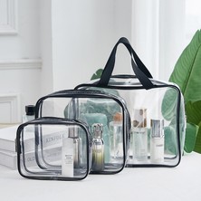 Oriental Premium Şeffaf Taşınabilir Kozmetik Çantası Üç Parçalı Set (Yurt Dışından)