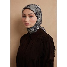 Fresh Sıara Desen Pamuk Ipek Eşarp Kestane